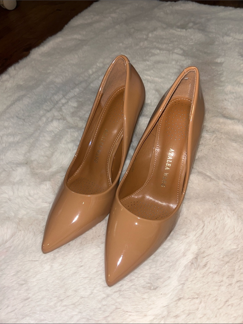 Azalea Wang Pointed-Toe Pumps in Nude Tan